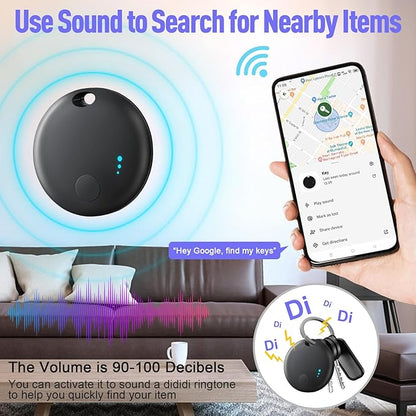 Air Tracker Tag for Android or iOS, Dual System Air Tracker-4 Pack, Bluetooth Tracking Compatible with iOS Find My or Google Find Hub App, Smart Tracker Tag Key Finder for Key Wallet (Black)