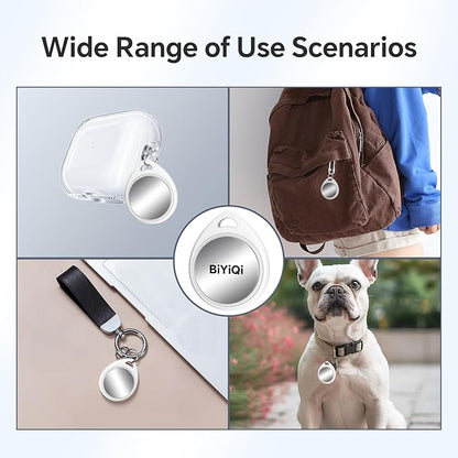 Air Tracker Tag, Bluetooth Keys Finder Work with Apple Find My (iOS Only), Smart Tag, Luggage Tracker, Item Locator for Luggage Tags, Bags, Pet, Replaceable Battery, White