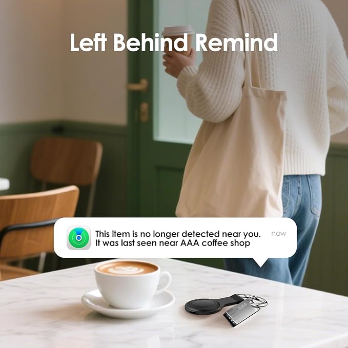 LENTION Air Tracker Tag 4 Packs, Item Finder Works with Apple Find My (iOS Only), Bluetooth Tracker for Keys, Luggage, Kid, Loud Beep, IP67 Waterproof with Replaceable Battery, Gift for Family Friends