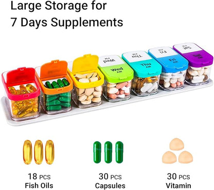 Daviky Extra Large Pill Organizer 7 Day, XL Weekly Pill Box 2 Times a Day, AM PM Medicine Pill Organizer for Supplement, Big Daily Pill Case with Large Container to Hold Vitamins and Medications