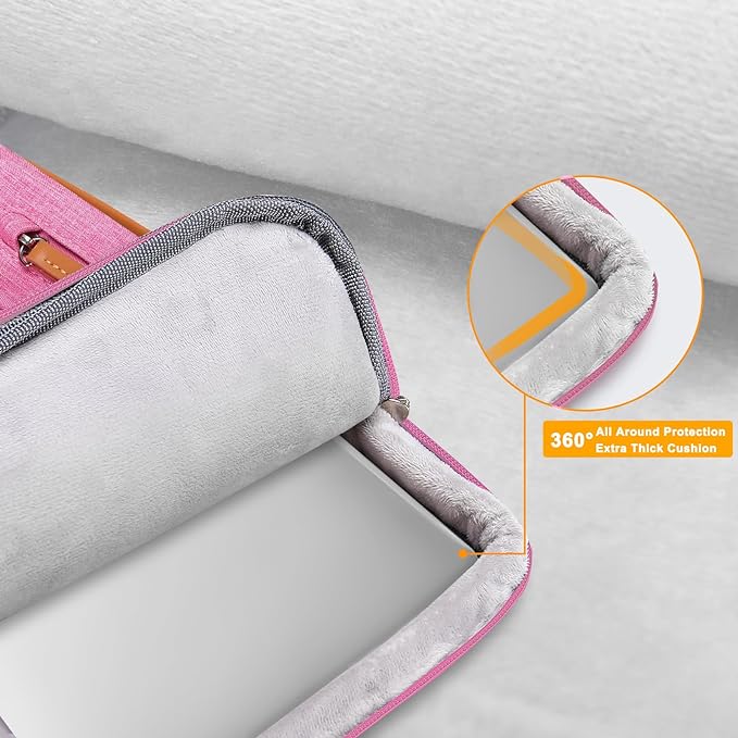 MOSISO 360 Protective Laptop Shoulder Bag,13-13.3 inch Computer Bag Compatible with MacBook, HP, Dell, Lenovo, Asus Notebook,Side Open Messenger Bag with 4 Zipper Pockets&Handle, Rose Red