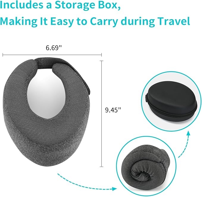 Patented Chin Support Travel Pillow for Sleeping，Innovative Travel Neck Pillows for Airplanes, 100% Pure Memory Foam Airplane Pillow for Long Flight - Dark Grey