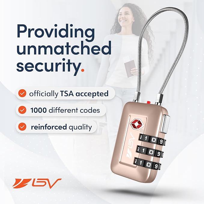 TSA Accepted Luggage Travel Lock, Set-Your-Own Combination Lock for School Gym Locker, Luggage Suitcase Baggage Locks, Filing Cabinets, Toolbox, Case (Titanium, 4 Pack)