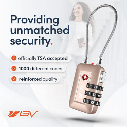 TSA Accepted Luggage Travel Lock, Set-Your-Own Combination Lock for School Gym Locker, Luggage Suitcase Baggage Locks, Filing Cabinets, Toolbox, Case (Titanium, 4 Pack)