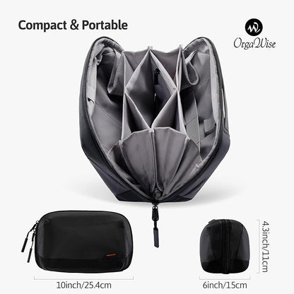 OrgaWise Electronics Organizer, Electronic Accessories Bag Travel Cable Organizer Three-Layer for iPad Mini, Kindle, Hard Drives, Cables, Chargers