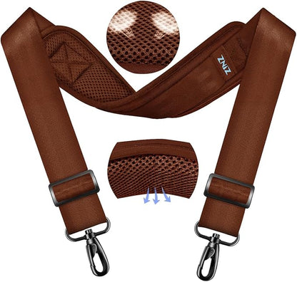 ZINMARK Shoulder Strap 59 inch, Extra-Thick Fixed Cushion Pad and Dual Clasps Universal Replacement Strap for Bags, Camera, Crossbody，Lawn mower Brown