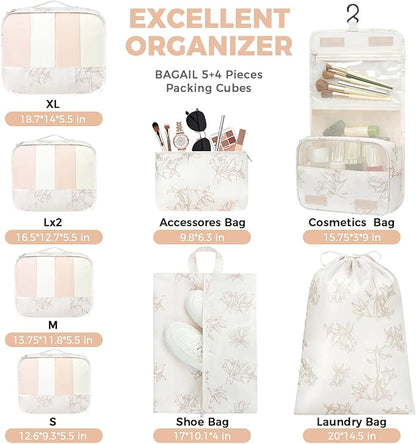 BAGAIL 9 Set Packing Cubes Luggage Packing Organizers for Travel Accessories