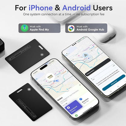 Wallet Tracker Card Air-Tag - for Android & iOS, Work with Google Find Hub & Apple Find My, 0.07in Slim Tracking Card, IP68 Waterproof Bluetooth Smart Item Locator for Wallet, Purse, Backpack, Luggage
