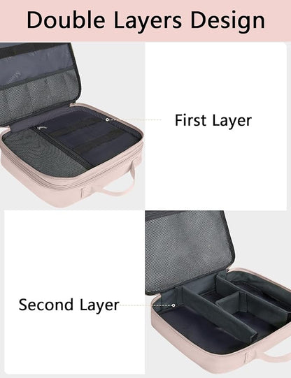 MATEIN Travel Cord Organizer for Women, Large Tech Storage Bag Water Resistant Electronic Accessories Case with Handle for Cord, Cables, Cellphone, Tablet (Up to 12.9inch), Powerbank, Soft Pink