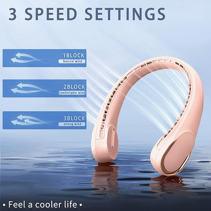 Portable Neck Fan, Neck Fans for Women, 4000 mAh Rechargeable Personal Fan,360° Hands Free Bladeless Fan, 3 Speeds Adjustable, Faster Cooling, Super Quiet, Suitable for Home, Office, Travel