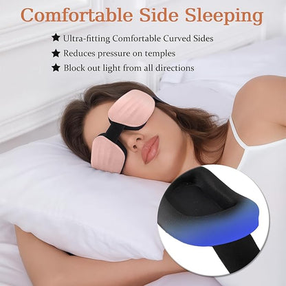 100% Blackout Sleep Eye Mask for Women Men, Zero Pressure Sleeping Mask - Sleeping Mask and Eyelash Friendly Night Blindfold, Adjustable Ultra Soft Comfortable for Dry Eye Mask (Pink)