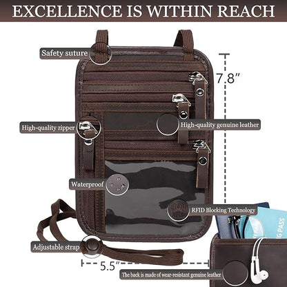 Neck Wallet - Rfid Wallet Women - passport holder for travel - Travel Wallet Passport Holder For Travel Women - 10.3x6.8inch (Dark Coffe)