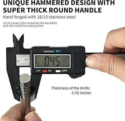 18/10 Stainless Steel Flatware Set Hand Forged Silverware Set Cutlery Set Round Hammered Handle Mirror Finished Heavy Duty 20 Pieces Service for 4