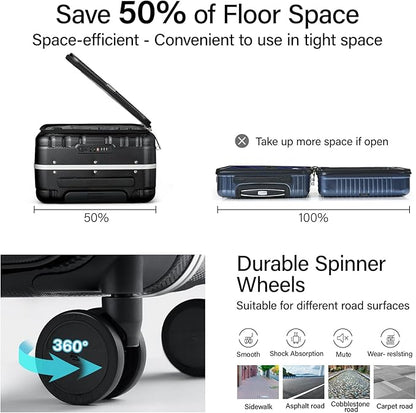 Hanke 16 inch Underseat Carry On Suitcases with Wheels,Lightweight Hard Shell Carry on Luggage with Wheels for Weekender,Top Opening Small Suitcase,Travel Luggage for Womem Men,Jet Black.