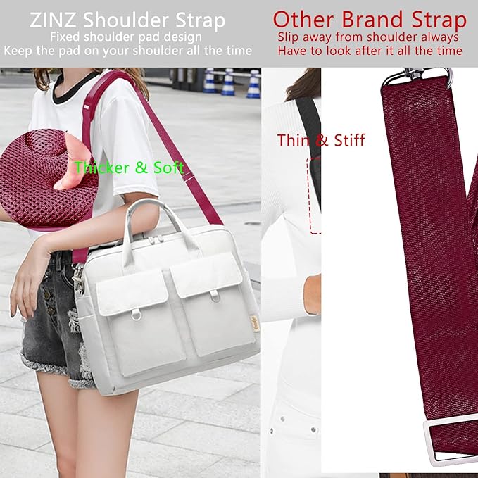 ZINZ Shoulder Strap 78" Universal Handbag Strap with Ultra-thick Fixed Padded and Dual Balanced Adjustable Buckles Shoulder Crossbody Strap for Briefcase Messenger Bag Laptop bag Luggage，Red