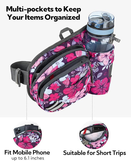 WATERFLY Fanny Pack Waist Bag: Waist Pack for Women Men with Water Bottle Holder Hiking Fanny Pack for Running Walking DogWalking Travel Cycling