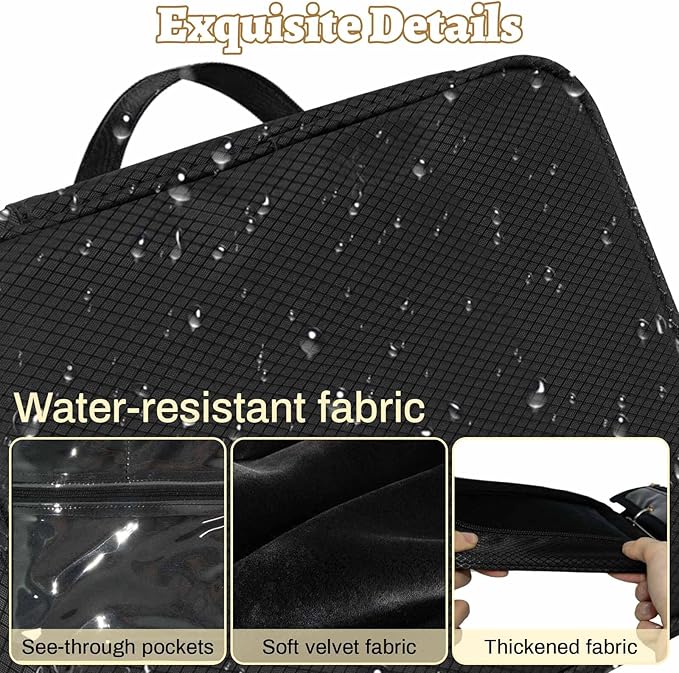 Travel Jewelry Organizer Case, Jewelry Storage Bag with Zipper Velvet Pockets, Portable Jewelry Case for Necklaces, Rings, Earrings, Bracelets