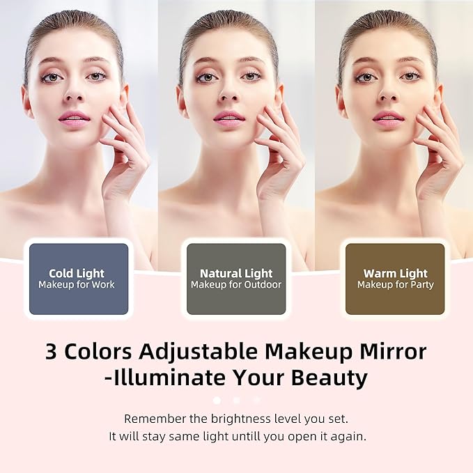 Travel Makeup Bag with LED Mirror – Waterproof Cosmetic Train Case with Adjustable Dividers, Portable Makeup Organizer and Toiletry Bag for Women, Pink Teens & Girls Gift