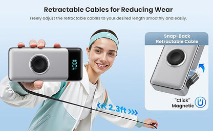 5-in-1 Portable Charger for iPhone,40800mAh Power Bank Built-in Retractable Cable and iWatch Charger,25W PD QC4.0 Fast Charging Battery Pack,Travel Essential Phone Charger for iPhone 17/16/15,Android