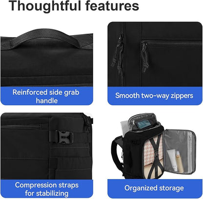 Carry On Travel Backpack Flight Approved Laptop Backpack Business Work Backpack for Women Men Large Capacity Casual Daypack with Wet/Dry Separation Pockets, Black