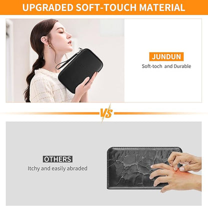 JUNDUN Family Passport Holder,Upgraded Material RFID Blocking Fireproof Travel Passport Wallet with 2 Pockets,Travel Document Organizer Case for Passport,Card and Money