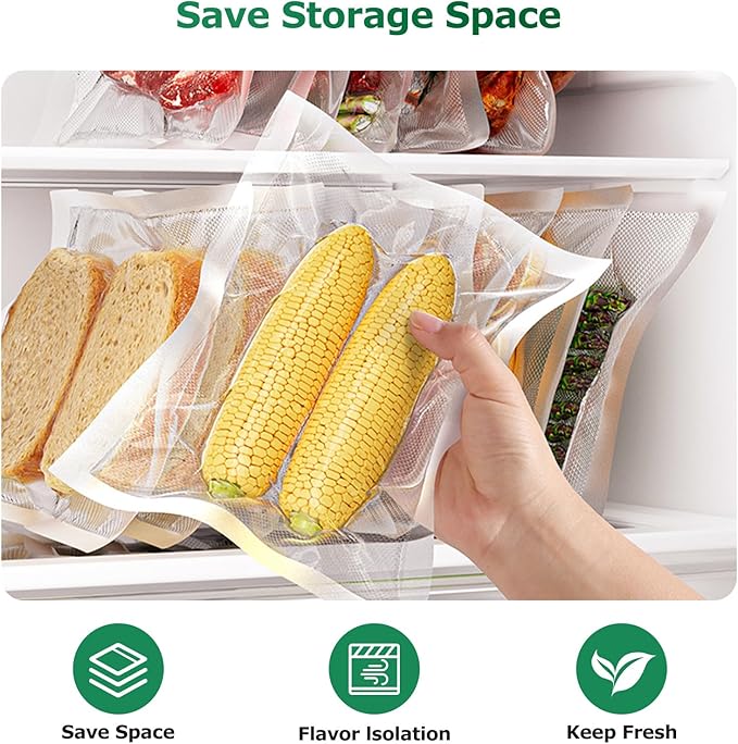 FRESKO Vacuum Sealer Bags Food Rolls 6 Packs - 8" x 20' & 11" x 20', Commercial Grade Seal a Meal Bags for Storage Food and Sous Vide, BPA Free, Customized Size for Vacuum Sealer