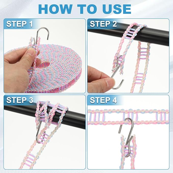 uxcell 2 Pcs Portable Travel Clothesline, 32.8ft Clothes Line Outdoors Travel Hanger Foldable Clothesline Rope with Hooks for Camping Hotel Backyard Home Cruise Ship, Purple