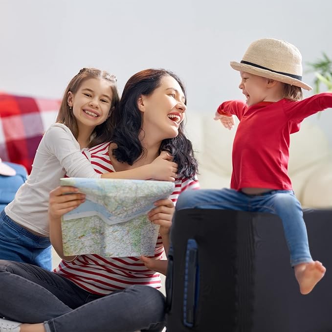 Kajaia 3 Pcs Luggage Cover Suitcase Protector Travel Suitcase Cover Anti Scratch Luggage Protector Washable Fits 18-28 Inch Luggage (Black)