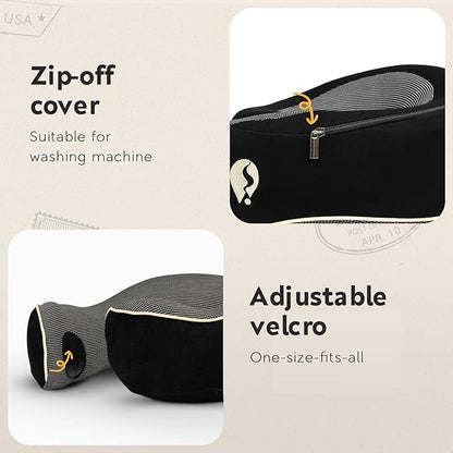 Travel Pillow - Airplane Neck Pillow with 360° Support - 100% Pure Memory Foam Flight Pillow for Sleeping on Airplanes - Travel Neck Pillow for Traveling