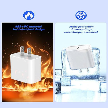 【Apple MFi Certified】Apple iPhone 17/16e/15 Charger Block Fast Charging,3Pack 20W USB C Wall Charger Super Quick Charge USBC to USBC Woven Cable Cord for iPhone 17 16 15 Pro/Pro Max,iPad Pro/Air/Mini