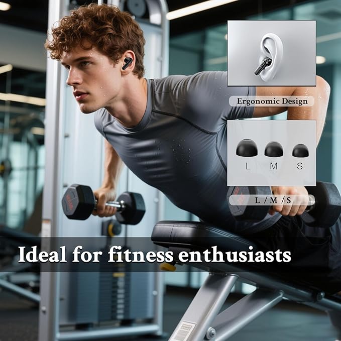 Wireless Earbuds, 30dB Noise Cancelling Earbuds,Ear Buds,Touchscreen Charging Case 2.01", 40H Total Playtime, Dual Dynamic Drivers, Stereo Sound for Sports