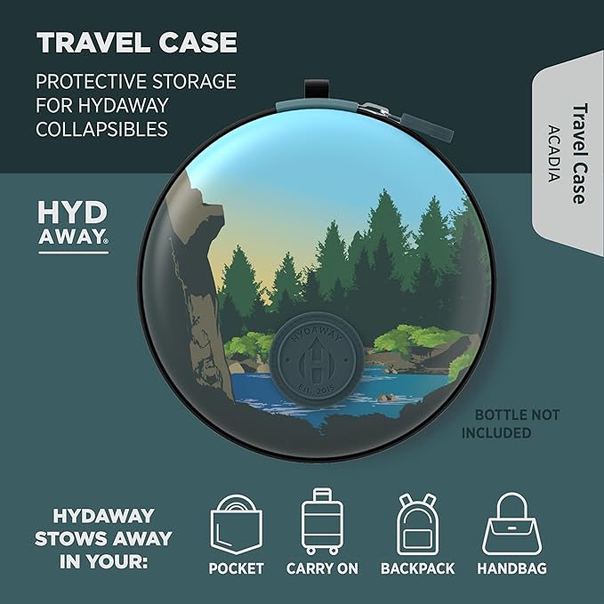 HYDAWAY Travel Case for Collapsible Bottles, Bowls & Cups - Protective Storage with Carabiner Clip - Durable, Water-Resistant, TSA-Friendly