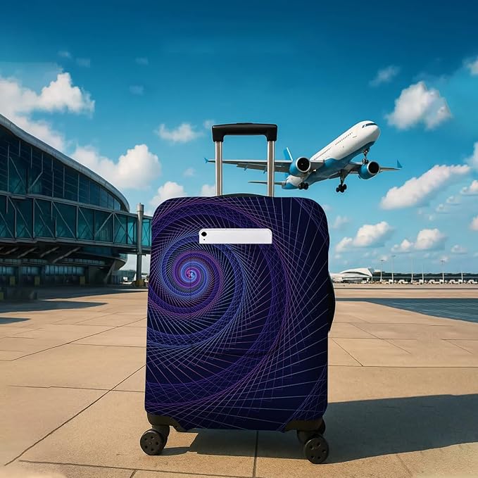 World Landmarks Travel Luggage Cover, Travel-Themed Suitcase Protector Stretchable, Washable Travel Suitcase Cover (L for 25-28 Inch Luggage)