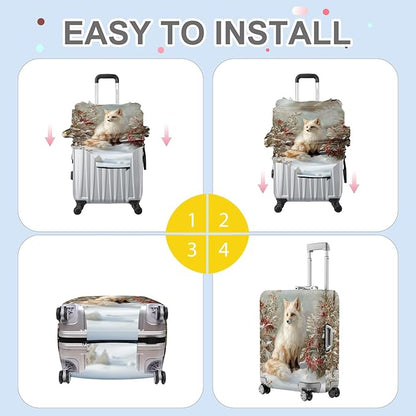 FOREVER QUEEN Gradient Fox Luggage Cover Suitcase Protector Suitcase Cover Anti-Scratch,Stretchable Bag Cover Washable Durable Polyester