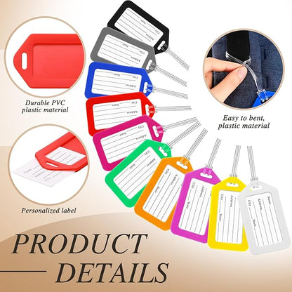 200 Pieces Bulk Luggage Tags for Suitcases Plastic Backpack Book Bag Baggage Name Tags