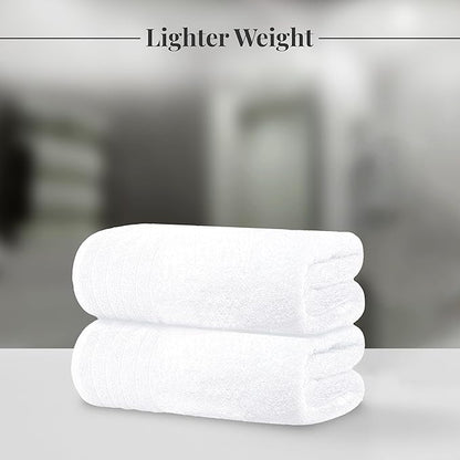 Tens Towels Pack of 8 Towels Set, 2 Extra Large Bath, 2 Hand, 4 Washcloths, 100% Cotton, Lighter Weight, Quicker to Dry, Super Absorbent, Perfect for Bathroom, White