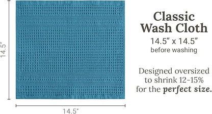 GILDEN TREE Waffle Towels Wash Cloths for Showering, Exfoliating Washcloth Face Towels, Quick Dry Towel Cotton Washcloths Set of 4, Classic Style (Aqua)