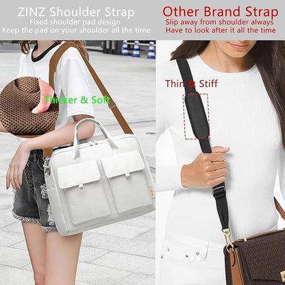 ZINZ Shoulder Strap Universal Bag Strap - 78" Ultra-Thick Padded with Dual Balanced Adjustable Buckles for Briefcase, Travel, Sports, Laptop, Crossbody Bag，Khaki