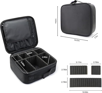 Travel Makeup Train Case Cosmetic Case Organizer Portable Artist Storage Bag with Adjustable Dividers for Cosmetics Makeup Brushes Toiletry Jewelry Digital Accessories