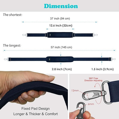 Shoulder Strap, ZINZ 57" Padded Adjustable Shoulder Bag Straps Replacement for Bags with D-Ring (B02L01)