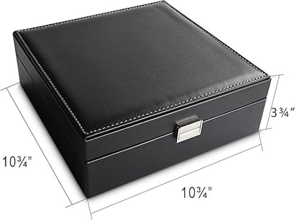 Frebeauty Earring Holder Organizer, 50 Slots Earring Organizer,2 Layer Jewelry Box for Earrings and Necklace,PU Jewelry Organizer,Jewelry Organizers and Storage(Black)