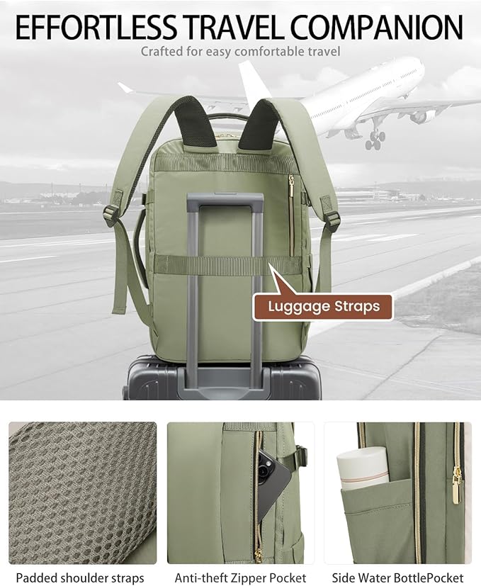 40L Travel Backpack for Women, Carry On Bag Flight Approved, Waterproof Backpacks with 3 Packing Cubes, Weekender Personal Item Backpack for Airplane Travel Essentials, TSA Approved