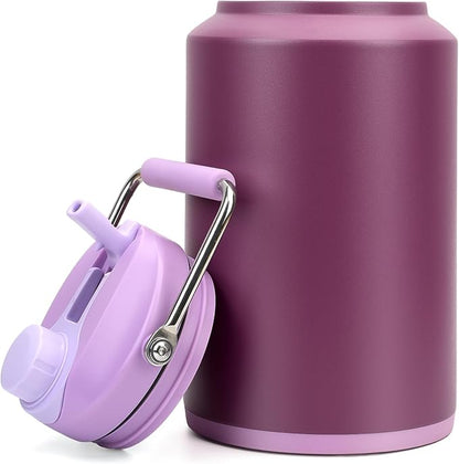 Tronco 1 Gallon Water Bottle, 128 oz Large Stainless Steel Triple Wall Vacuum Insulated Water Jug with Straw Lid and Spout, Keep Cold 48 Hrs, Top Handle, Leak Proof, Wide Mouth, Sweat Proof, BPA Free