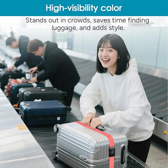 Travel Inspira Luggage Straps for Suitcases with TSA Lock, Protect Your Luggage Anti-Burst, High Visibility Color, Easy to Identify Luggage Adjustable Heavy Duty Belt for 20-32 Inch Suitcases