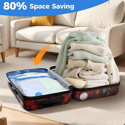 10 Pack Travel Vacuum Storage Bags with USB Electric Pump, Combo Space Saver Vacuum Seal Bags for Clothing Travel Vaccine Sealed Storage Bag for Blankets Clothes Comforters Luggage, Clear