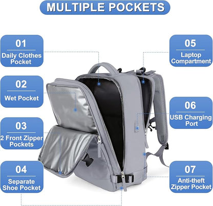 Large Personal Item Travel Backpack For Women Men Airline Approved Carry On Backpack Flight Approved Waterproof Sports Luggage Backpack Casual Daypack Small Hiking Backpack