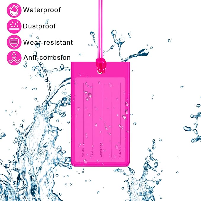 Sumind 100 Pcs Plastic Luggage Tags Assorted Name Identification Labels Flexible Suitcase Tags for Travel Baggage, 10 Colors (Plastic)