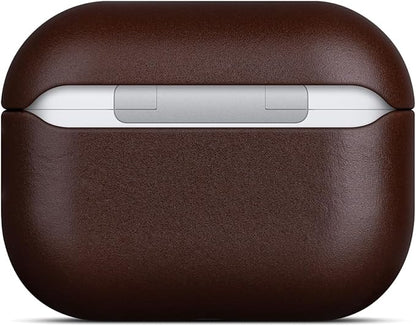 for AirPods Pro 3 Leather Case Cover - Leather from Cow Hide, Handmade Drop Protective Hard Cover, Qi and MagSafe Charging Compatible - for AirPods Pro 3rd Generation Case - Coffee Brown