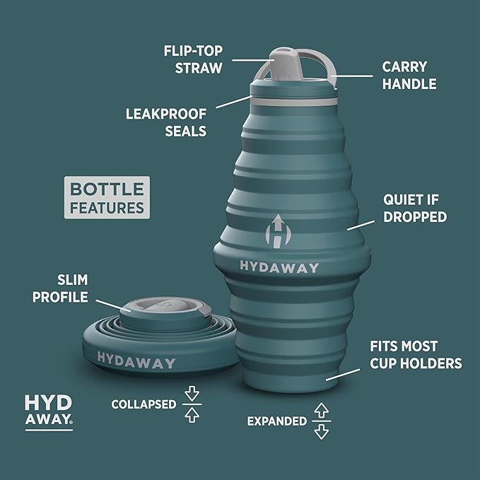 HYDAWAY 25oz Collapsible Water Bottle - BPA-Free, Leakproof, Lightweight, and Space-Saving - Perfect for Hiking, Travel, and All-Day Hydration