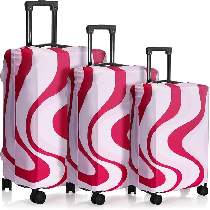 Sherr 3 Pieces Travel Luggage Cover Suitcase Protector Anti Scratch Suitcase Washable Baggage Covers (S/medium/l,Pink Theme,Pink)